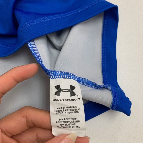 Under Armour T Shirt Women S Small Surf Blue Fitted Batman Logo Heatgear Wicking - Picture 9 of 12